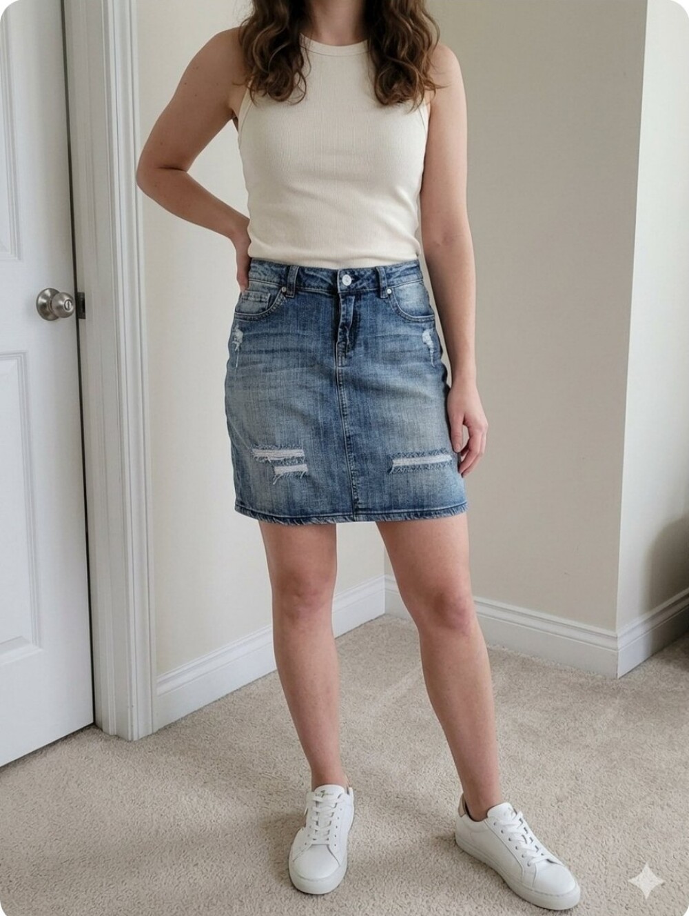 7 For All Mankind Skirt Blue Distressed Denim Mini Skirt Suze L